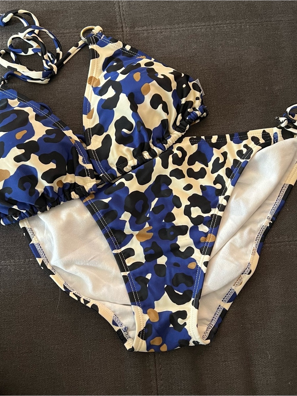 Old Navy Blue, Black & Cream Leopard String Bikini Size Large